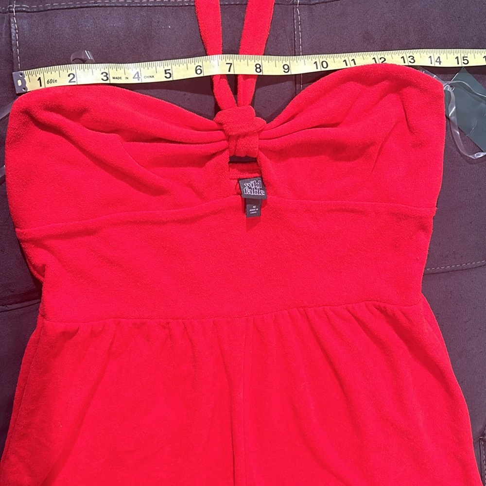 Wild Fable Bright Red Terry Cloth Halter Romper NWT - Picture 8 of 12